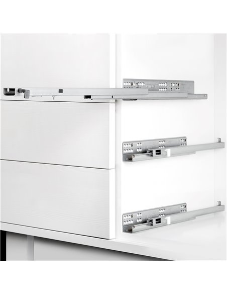 Emuca Conjunto de guias ocultas para gavetas Prata, com extração total, com impulso, profundidade 500mm, Aço, Zincado EMUCA - 3