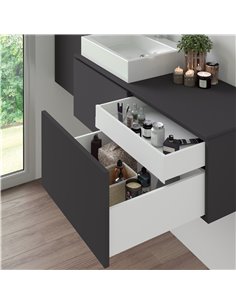 Emuca Kit de cajón para cocina o baño Vertex de altura 93mm con tableros incluidos, módulo 450mm, Pintado blanco 2