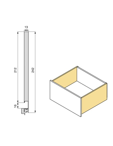 Emuca Cajón exterior Vertex 3D 60kg de altura 242mm, profundidad 450mm, Acero, Gris antracita