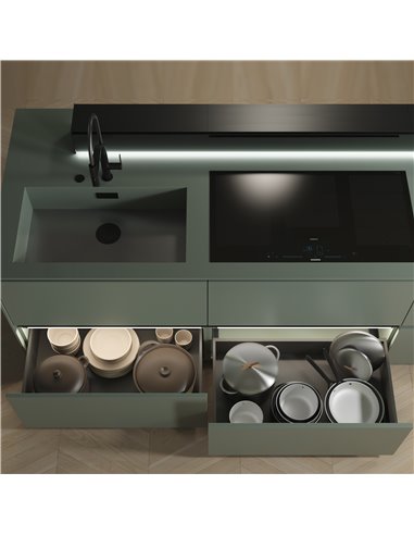 Emuca Cajón exterior Vertex 3D 60kg de altura 242mm, profundidad 500mm, Acero, Pintado blanco