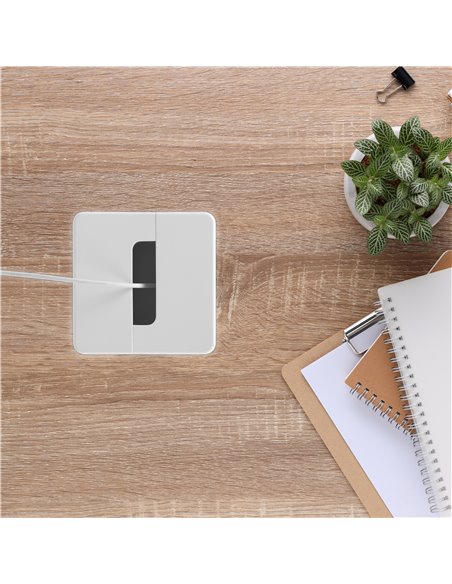 Emuca Plastwin Pressacavo per tavolo, 94x94mm, plastica, bianco