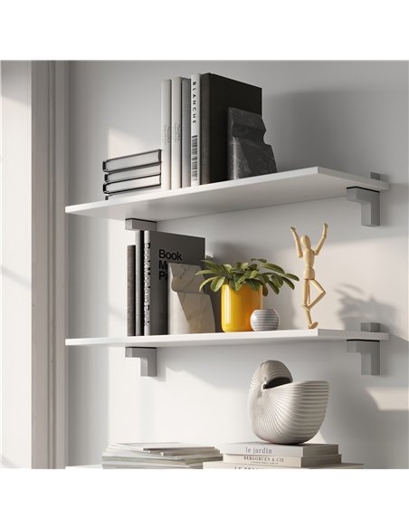 Emuca Shelf support for Wood/Glass, thickness 4-38 mm, Plastic and zamak, Metal-grey, 2 pcs.