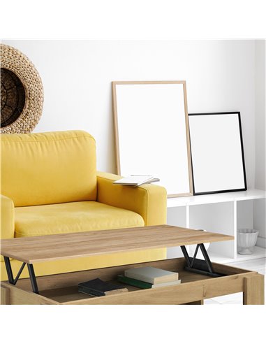 Emuca Juego de mecanismos elevables para mesas de centro, permite elevar la mesa 192mm, Acero, Pintado negro