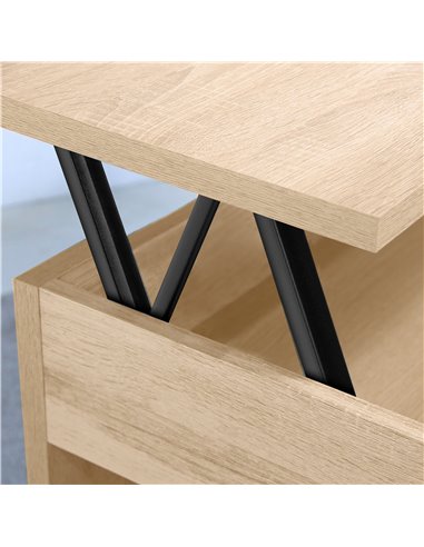 Emuca Juego de mecanismos elevables para mesas de centro, permite elevar la mesa 192mm, Acero, Pintado negro