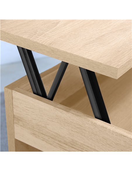 Emuca Juego de mecanismos elevables para mesas de centro, permite elevar la mesa 192mm, Acero, Pintado negro