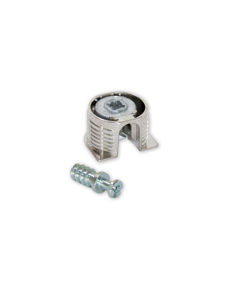 Emuca Boîtier d'assemblage pour le montage d’étagères, D. 20 mm, 12.5 mm + goujons D. 6, 8 mm, Zamak et acier, Nickelé, 20 ut.