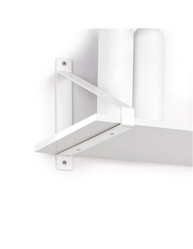 Emuca Juego de soportes para estante de madera Shelf con forma triangular, Acero, Pintado blanco