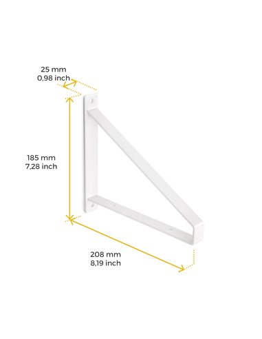 Emuca Juego de soportes para estante de madera Shelf con forma triangular, Acero, Pintado blanco