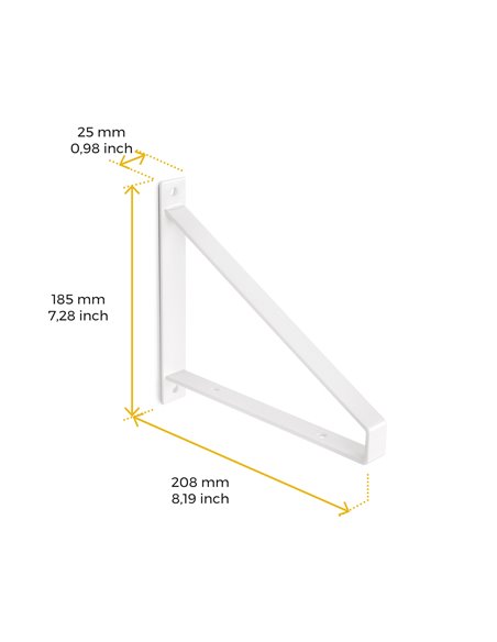 Emuca Juego de soportes para estante de madera Shelf con forma triangular, Acero, Pintado blanco