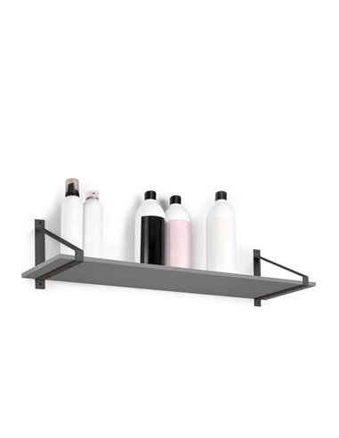 Emuca Juego de soportes para estante de madera Shelf con forma triangular, Acero, Pintado negro