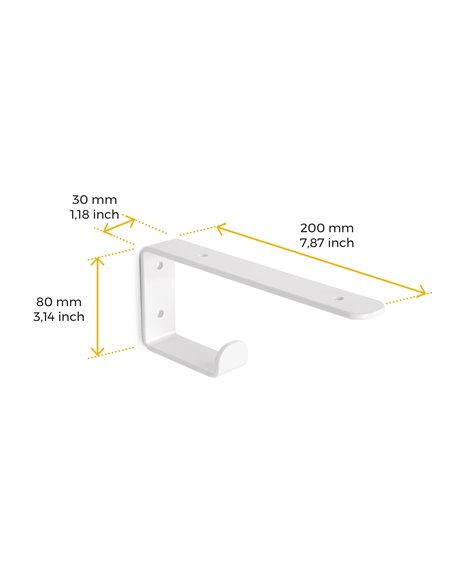 Emuca Juego de soportes para estante de madera Shelf con colgador integrado, Acero, Pintado blanco