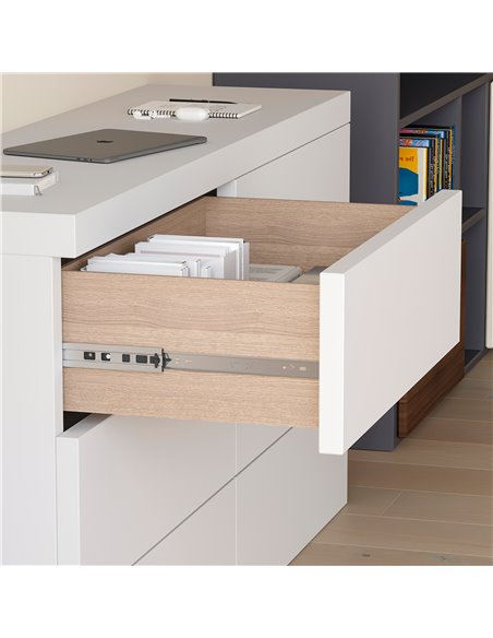 Emuca Set guide per cassetti, sfera, 45 x 300 mm, estrazione totale, con push, chiusura ammortizzata, zincato, 5 pz.