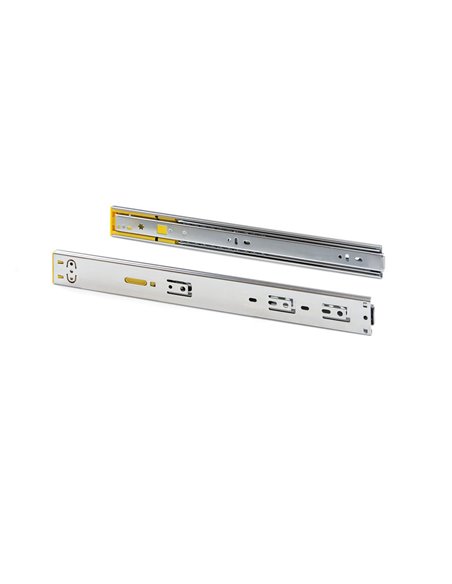 Emuca Set guide per cassetti, sfera, 45 x 550 mm, estensione totale, con pulsante, chiusura ammortizzata, Zincato, 5 pz.