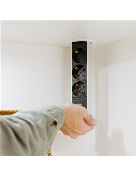 Emuca Multiconnecteur élevable Vertikal, EU, Peint en blanc, Plastique et Aluminium, 1 ut.