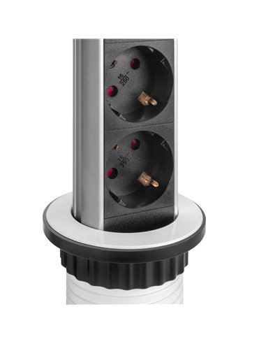 Multiconector removível Emuca Vertikal, 3 plugues tipo Schuko, 2 USB tipo A, Plástico e Alumínio, Pintado de branco EMUCA - 7
