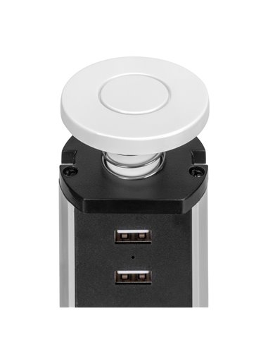 Multiconector removível Emuca Vertikal, 3 plugues tipo Schuko, 2 USB tipo A, Plástico e Alumínio, Pintado de branco EMUCA - 8