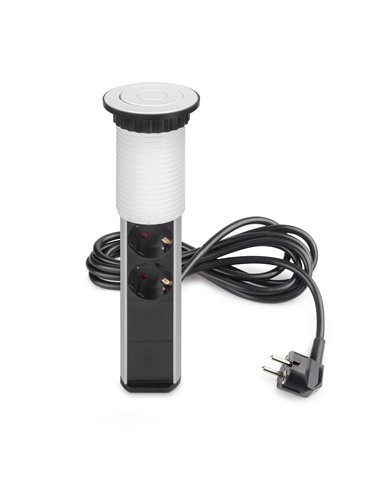 Multiconector removível Emuca Vertikal, 3 plugues tipo Schuko, 2 USB tipo A, Plástico e Alumínio, Pintado de branco EMUCA - 9