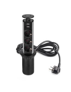 Emuca Multiconnecteur élevable Vertikal, EU, Peint en noir, Plastique et Aluminium, 1 ut.
