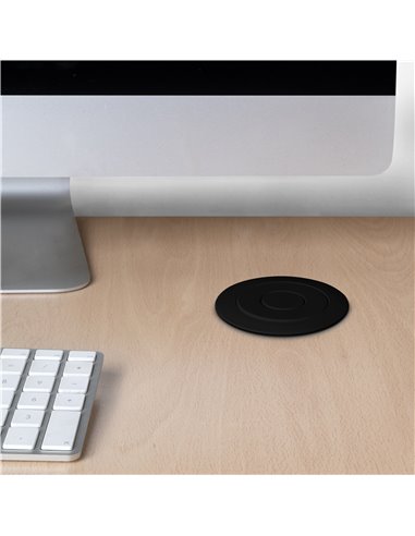 Emuca Multiconector extraíble Vertikal, 3 enchufes tipo Schuko, 2 USB tipo A, Plástico y Aluminio, Pintado negro