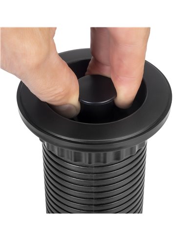 Emuca Multiconector extraíble Vertikal, 3 enchufes tipo Schuko, 2 USB tipo A, Plástico y Aluminio, Pintado negro
