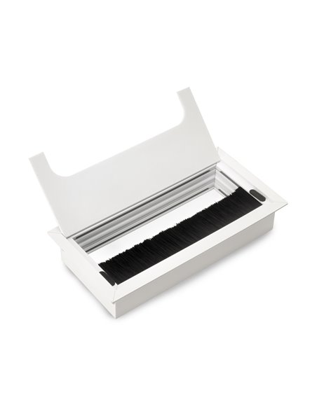 Emuca Pasacables para mesa Quadrum, rectangular, 159x80mm, para encastrar, Aluminio, Pintado blanco