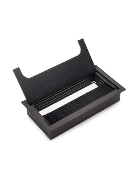 Emuca Pasacables para mesa Quadrum, rectangular, 159x80mm, para encastrar, Aluminio, Pintado negro