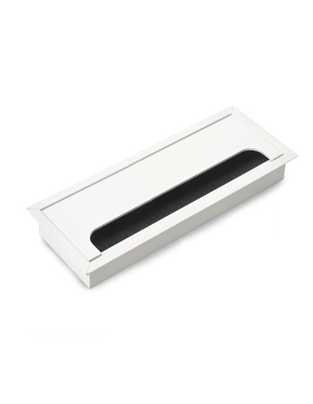Emuca Pasacables para mesa Quadrum, rectangular, 269x80mm, para encastrar, Aluminio, Pintado blanco