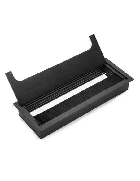 Emuca Pasacables para mesa Quadrum, rectangular, 269x80mm, para encastrar, Aluminio, Pintado negro