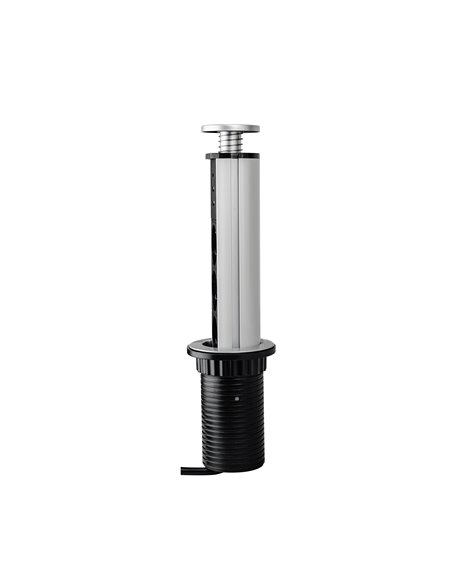 Emuca Multiconector extraíble Vertikal, 3 enchufes tipo Schuko, 1 USB tipo A, 1 USB tipo C, Plástico y Aluminio, Gris metalizado
