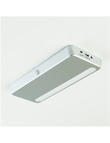 Emuca Rechargeable LED light, movement sensor, natural white light, Plastic, Metal-grey