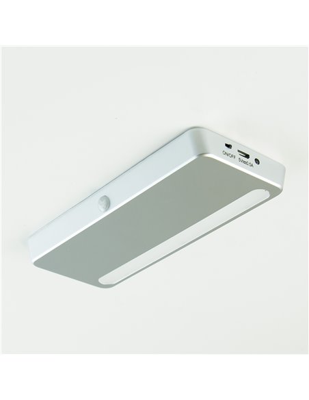 Emuca Rechargeable LED light, movement sensor, natural white light, Plastic, Metal-grey