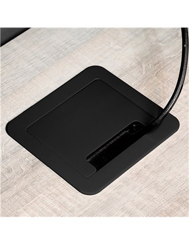 Emuca Multiconector para escritorio Atom 14, 130x115mm, 1 enchufe tipo Schuko, 2 USB tipo A, 1 HDMI, Acero y Plástico y Aluminio