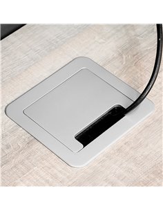 Emuca Multi-connecteur de table, 2 USB + 1 HDMI + 1 prise EU, 145 x 130 mm, Acier et aluminium, Couleur aluminium 2