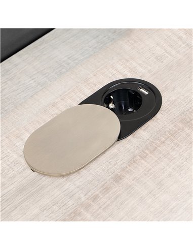 1 spina con 1 USB, incasso, con coperchio, spina Schuko, Acciaio e plastica, Acciaio inossidabile