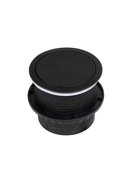 Emuca Vertikal Push multiconector removível diâmetro 100mm, 3 plugues tipo Schuko, 2 USB tipo A, pintado de preto, aço e plástic
