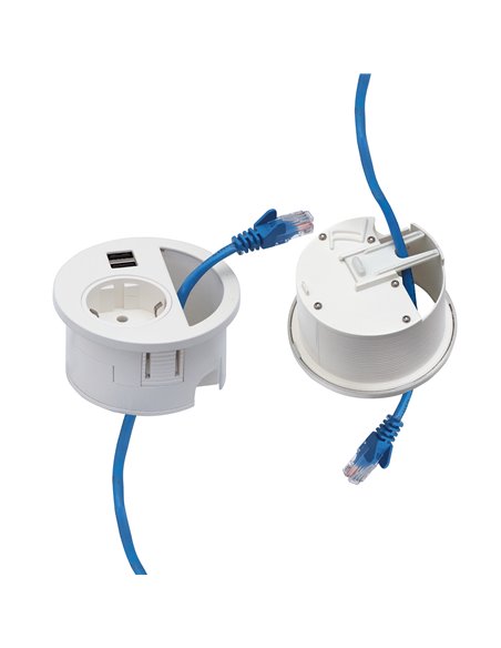 Emuca Multiconnecteur Circle 80, Peint en noir, Plastique, 1 ut.