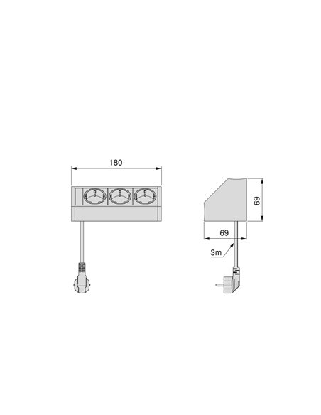 Emuca V Dock plug connector, Matt anodized, Plastic and Aluminium, 1 ut