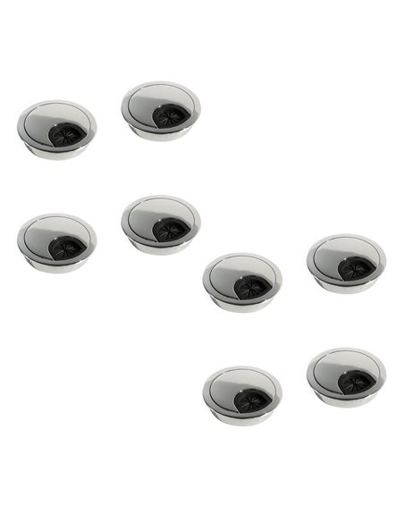 Emuca Couvercle passe-câbles circulaire, D. 60 mm, à encastrer, Zamak, Chromé, 8 ut.