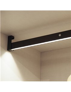 Emuca Barra para armario con luz LED Castor, batería extraible y sensor de movimiento, L858mm, Plástico y aluminio, Pintado moka 2