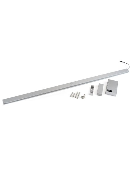 Emuca Barra appendiabili per armadi con luce LED, regolabile 858-1.008 mm, batteria rimovibile,sensore di movimento, Luce bianca