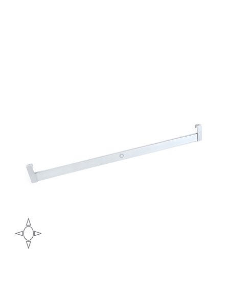 Emuca Hanging wardrobe bar with LED light, adjustable 708-858 mm, 4 W-12V DC, motion sensor, Natural White light, Aluminium, Mat