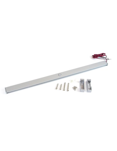 Emuca Hanging wardrobe bar with LED light, adjustable 708-858 mm, 4 W-12V DC, motion sensor, Natural White light, Aluminium, Mat
