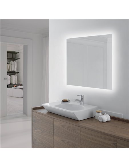 Emuca Centaurus mirror with LED decorative lighting, rectangular 600 x 800 mm, AC 230V 50Hz, 14 W, Aluminium and Glass, 1 ut