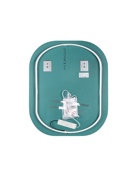 Emuca Spiegel Cepheus mit LED Beleuchtung und schwarzem Rahmen, abgerundet rechteckig 600 x 800 mm, AC 230V 50Hz, 12 W, Aluminiu