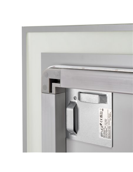 Emuca Espejo de baño Heracles con iluminación LED frontal y decorativa, AC 230V 50Hz, 34W, Plástico y Cristal