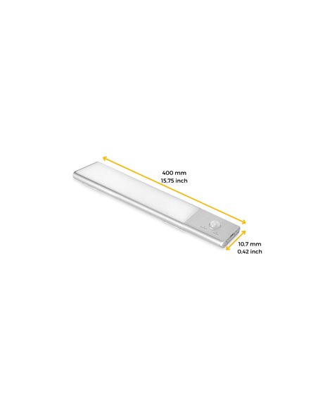Emuca Kaus Aplique LED recarregável USB com sensor de movimento, L400mm, Plástico e Alumínio, Anodizado mate EMUCA - 17