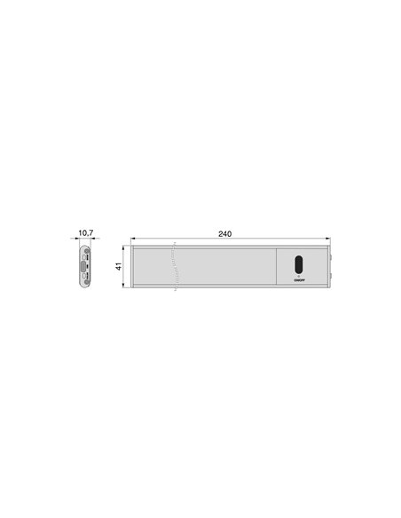 Emuca Aplique LED recargable por USB Kaus con sensor táctil de proximidad, L240mm, Plástico y Aluminio, Anodizado mate