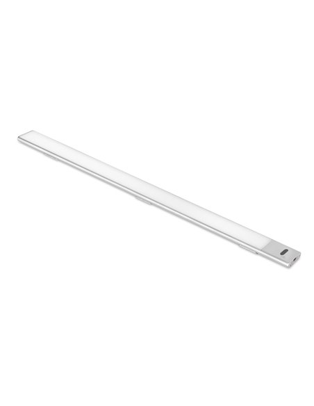 Emuca Kaus LED light rechargeable by USB and with switch, L 600 mm, Matt anodized, Plastic and Aluminium