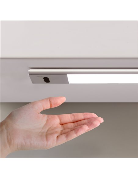 Emuca Kaus LED light rechargeable by USB and with switch, L 600 mm, Matt anodized, Plastic and Aluminium