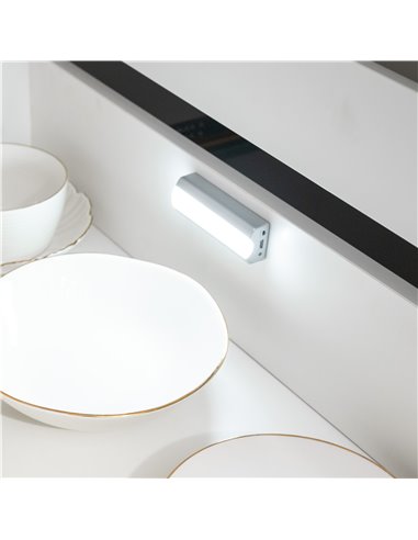 Emuca Luminaire à LED Rigel rechargeable par USB pour l'intérieur des tiroirs avec capteur de vibrations, Plastique, 1 W